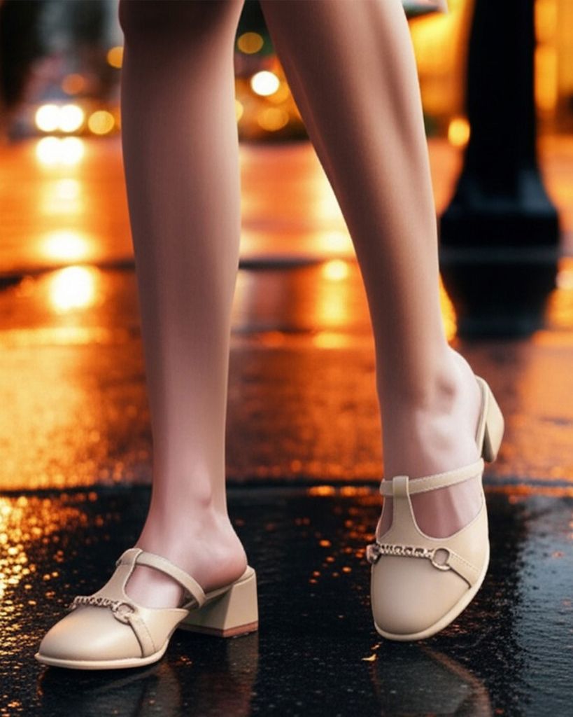 Dép Bít Mũi Hạnh Dung Quai Chữ T Phối Xích Kim Loại HD0928AS