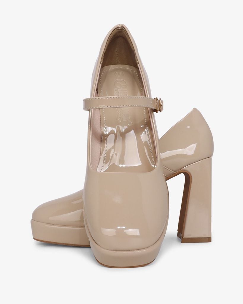 Giày Cao Gót Hạnh Dung Da Bóng Mũi Vuông HD0940AS