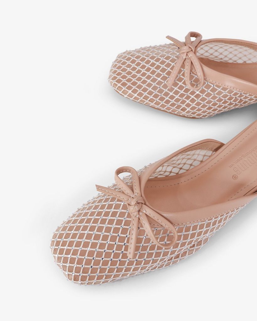 Dép Bít Mũi Hạnh Dung Lưới Nơ Mảnh HD0941AS