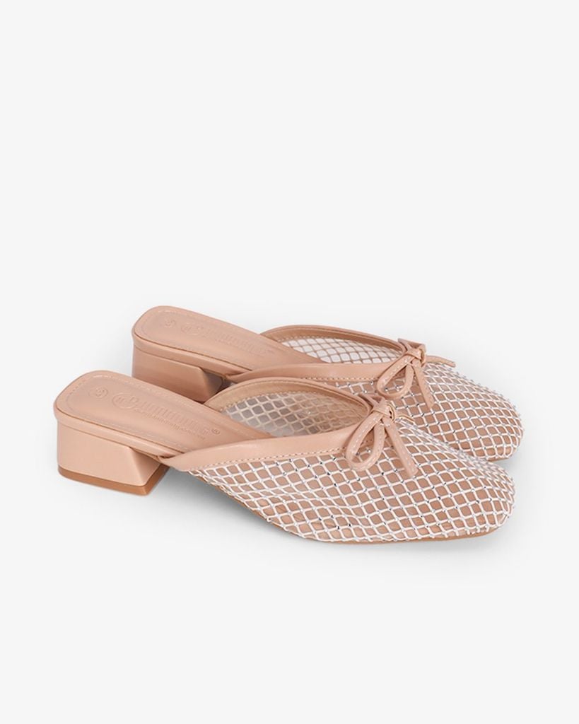 Dép Bít Mũi Hạnh Dung Lưới Nơ Mảnh HD0941AS