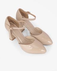 Giày Sandal Hạnh Dung Bít Mũi Da Bóng HD0945AS