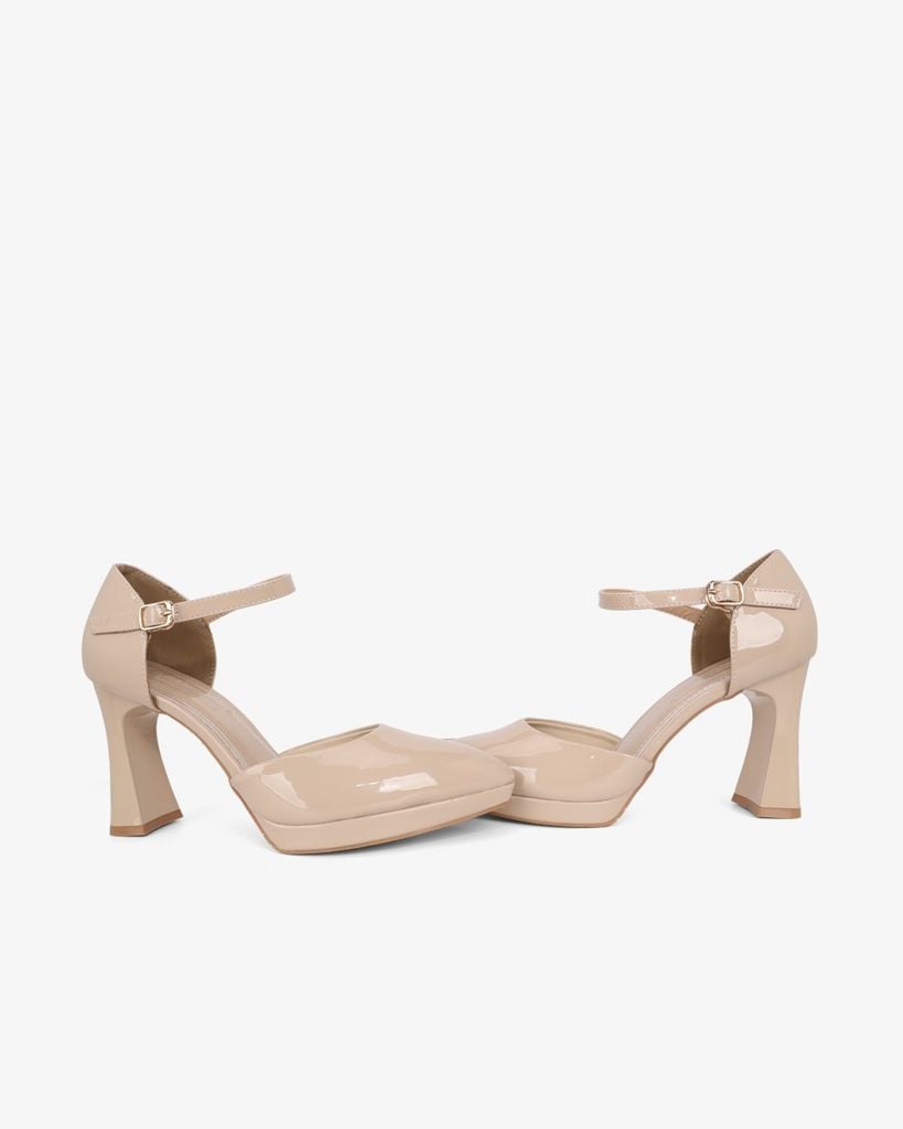 Giày Sandal Hạnh Dung Bít Mũi Da Bóng HD0945AS