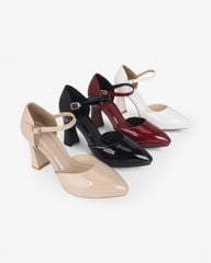 Giày Sandal Hạnh Dung Bít Mũi Da Bóng HD0945AS