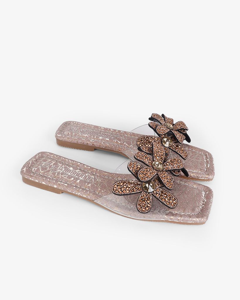 Dép Xẹp Hạnh Dung Quai Hoa Trong Suốt HD11122AV