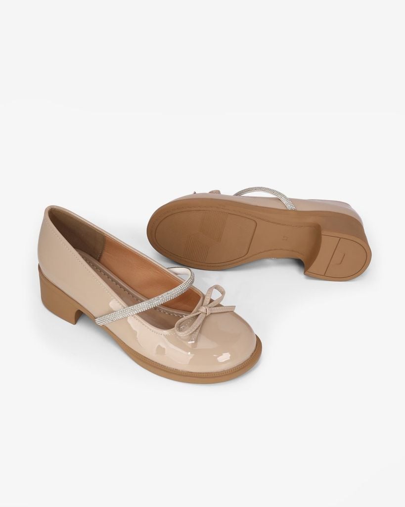 Giày Cao Gót Hạnh Dung Nơ Mảnh Quai Xoàn HD11133AV