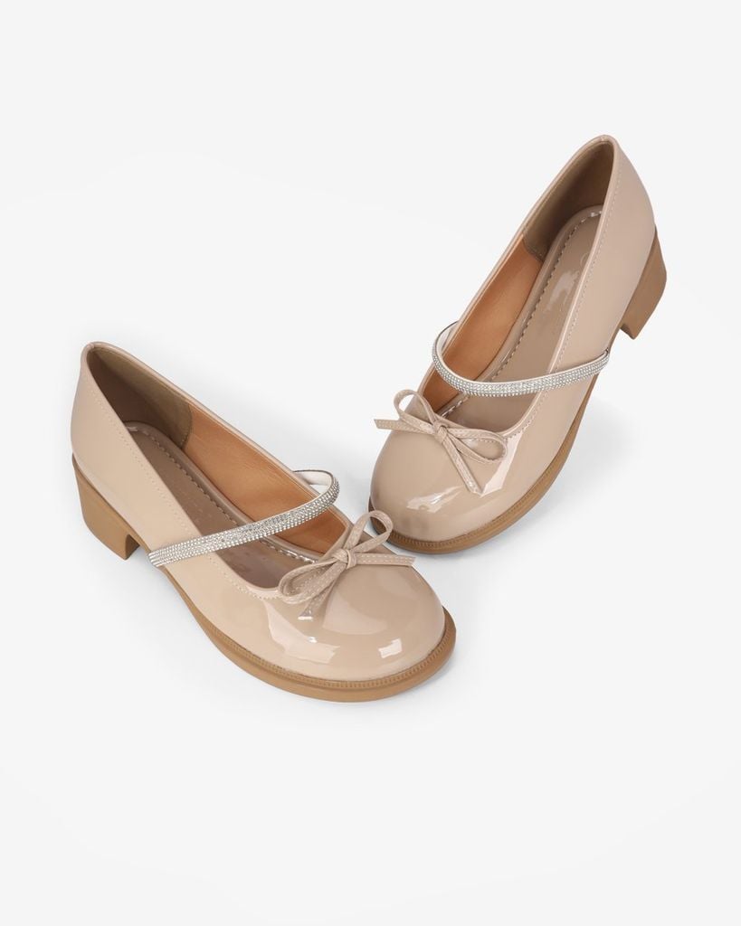 Giày Cao Gót Hạnh Dung Nơ Mảnh Quai Xoàn HD11133AV