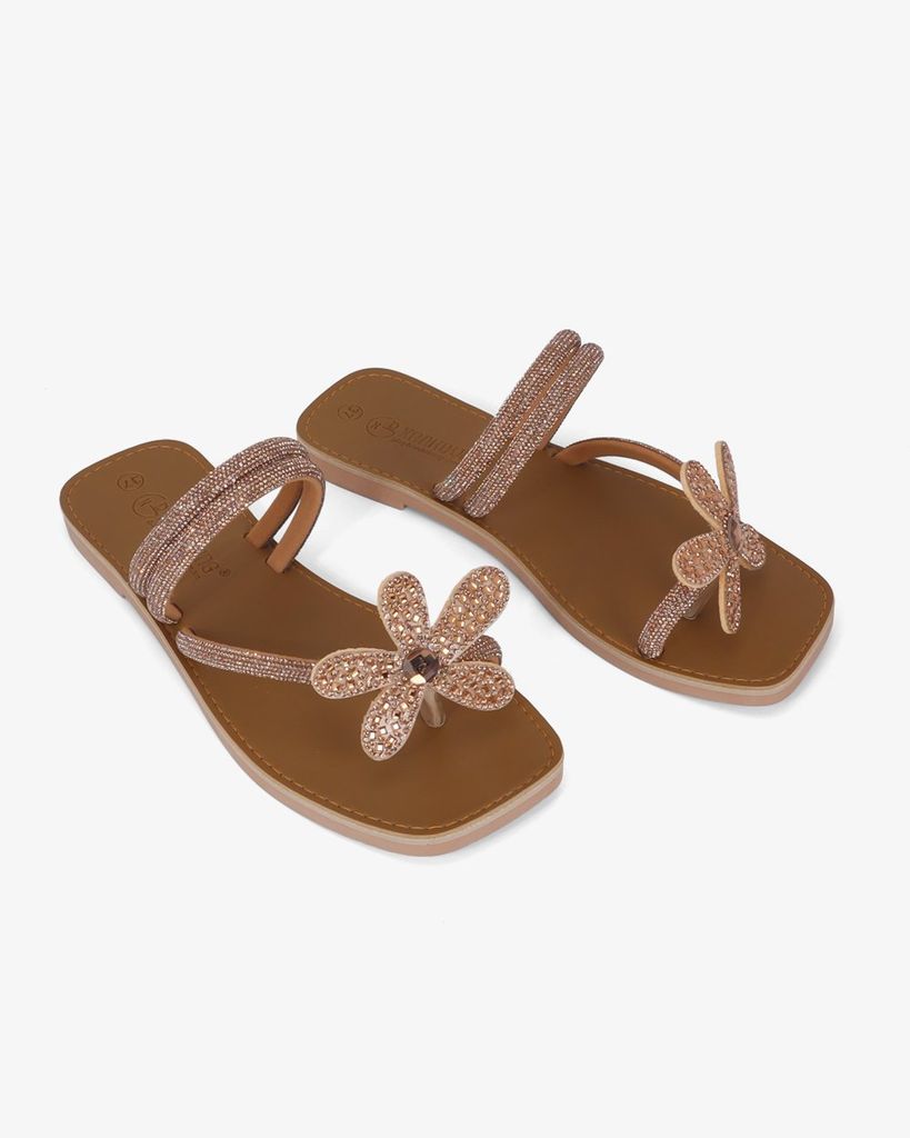 Dép Xẹp Hạnh Dung Quai Kẹp Xoàn Hoa HD11137AV