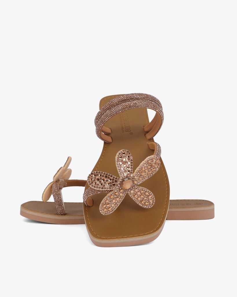 Dép Xẹp Hạnh Dung Quai Kẹp Xoàn Hoa HD11137AV