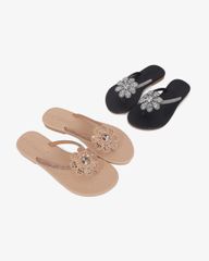 Dép Xẹp Hạnh Dung Quai Kẹp Hoa Xoàn HD11138AV