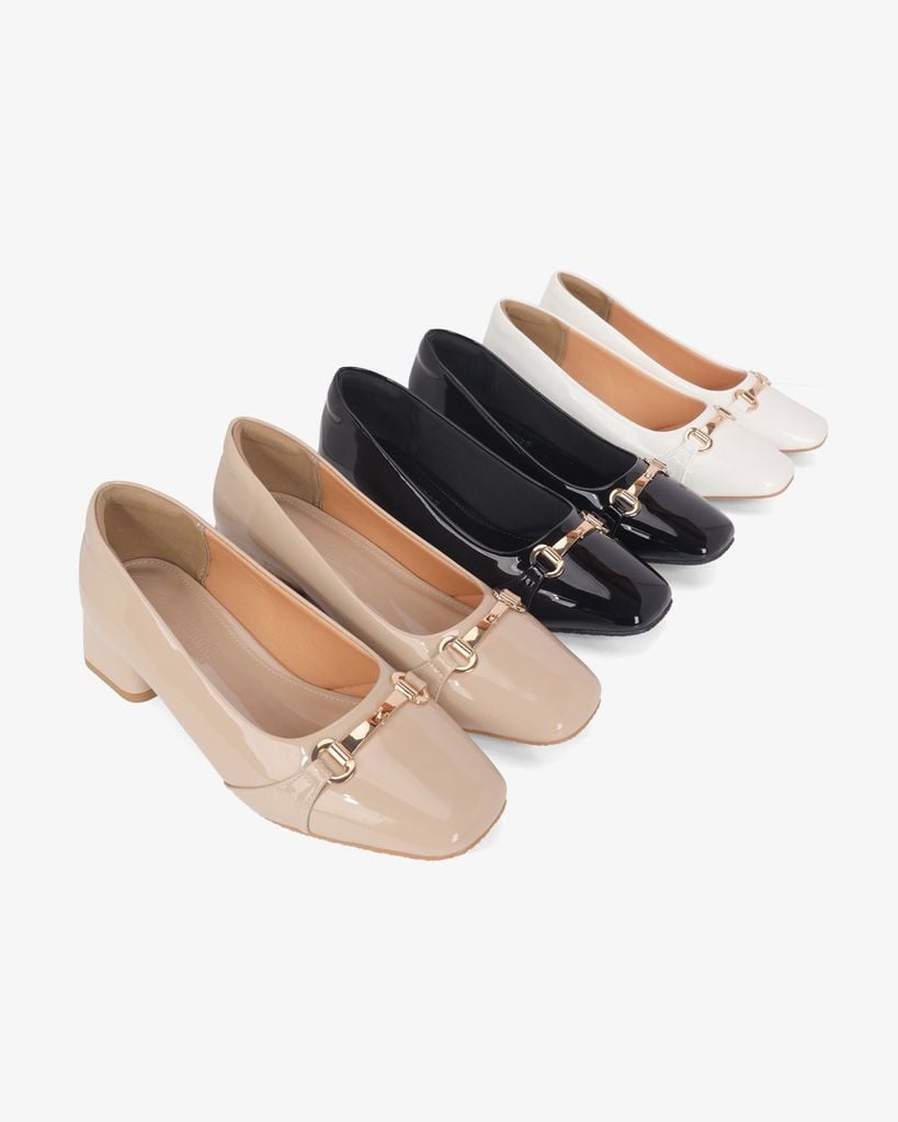 Giày Cao Gót Hạnh Dung Mũi Vuông Khóa Xích HD11144AV