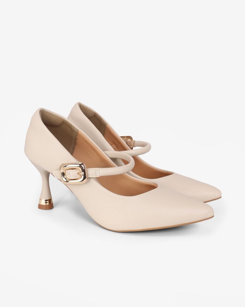 Giày Cao Gót Hạnh Dung  Cổ Tim Trơn Mũi Nhọn HD11145AV