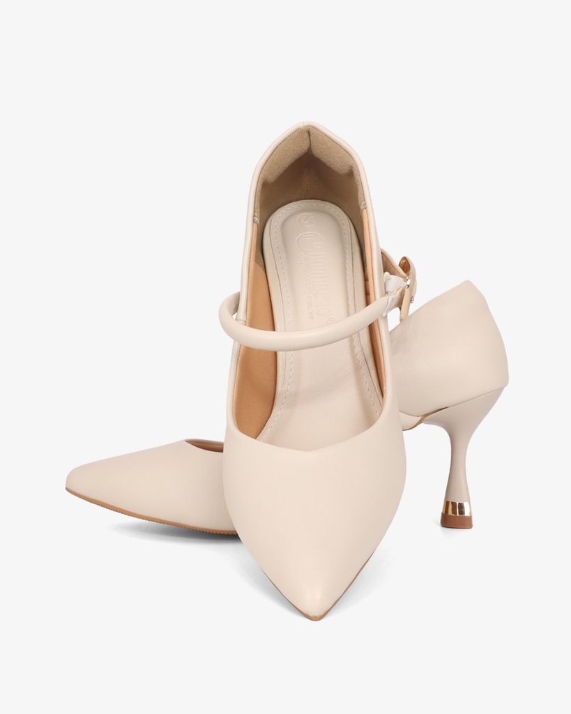 Giày Cao Gót Hạnh Dung  Cổ Tim Trơn Mũi Nhọn HD11145AV