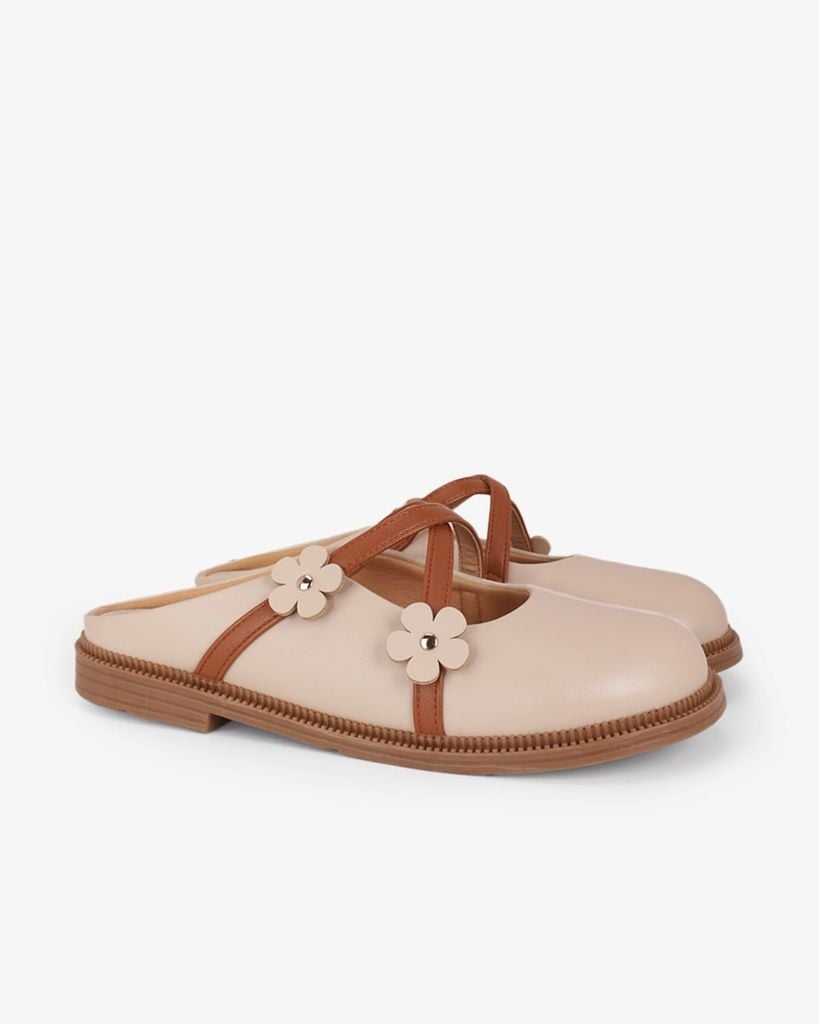 Dép Bít Mũi Hạnh Dung Quai Đan Chéo Đính Hoa HD11146AV