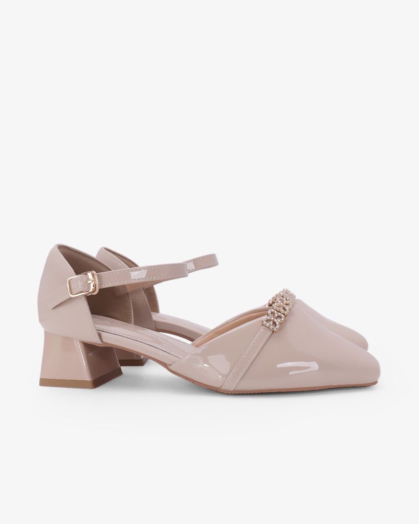 Giày Sandal Cao Gót Hạnh Dung Quai Đính Hoa Ánh Kim HD11176AV