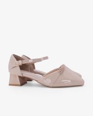 Giày Sandal Cao Gót Hạnh Dung Quai Đính Hoa Ánh Kim HD11176AV