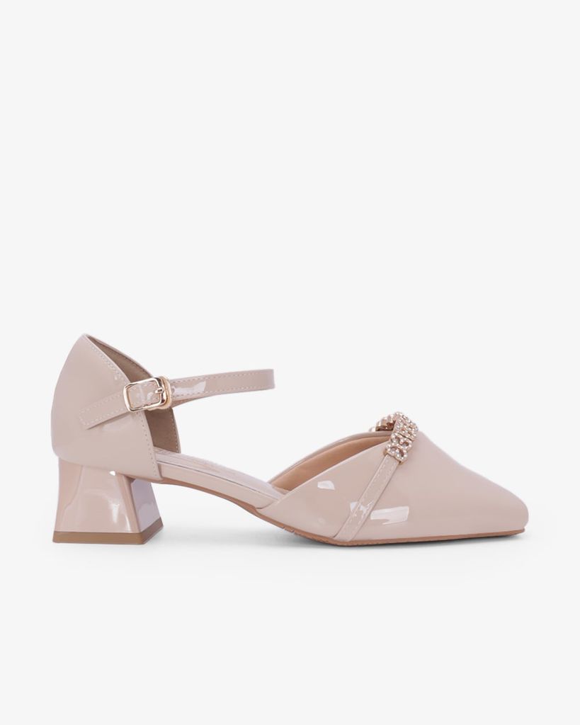 Giày Sandal Cao Gót Hạnh Dung Quai Đính Hoa Ánh Kim HD11176AV