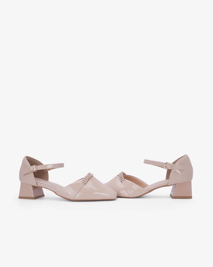 Giày Sandal Cao Gót Hạnh Dung Quai Đính Hoa Ánh Kim HD11176AV