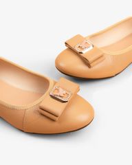 Giày Búp Bê Hạnh Dung Nơ Đôi Phối Khóa HD1131AV