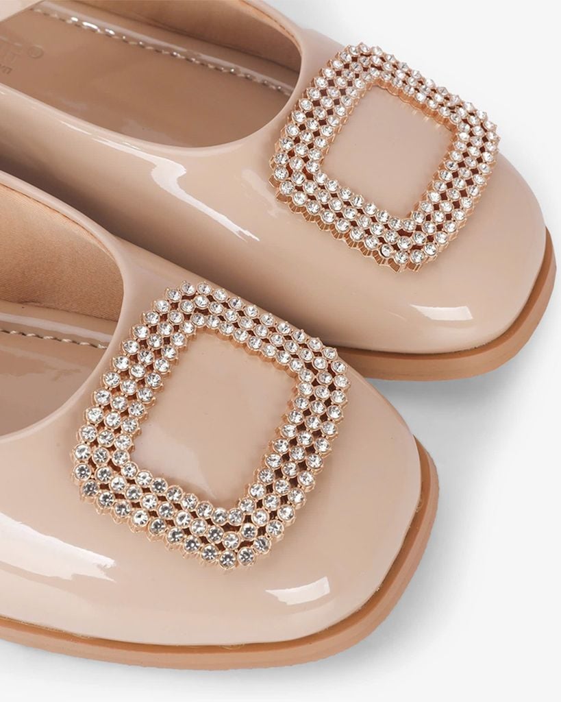 Giày Búp Bê Hạnh Dung Khóa Vuông Xoàn HD1141AV