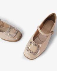 Giày Búp Bê Hạnh Dung Khóa Vuông Xoàn HD1141AV