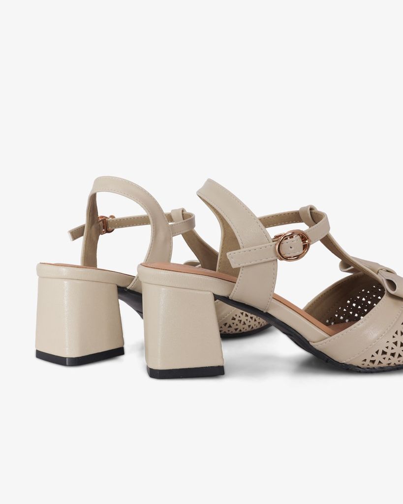 Giày Sandal Hạnh Dung Bít Mũi T Đục Lỗ Khóa Nơ HD1179AV