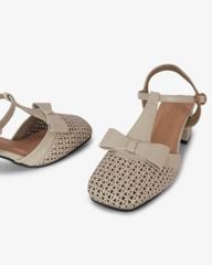Giày Sandal Hạnh Dung Bít Mũi T Đục Lỗ Khóa Nơ HD1179AV