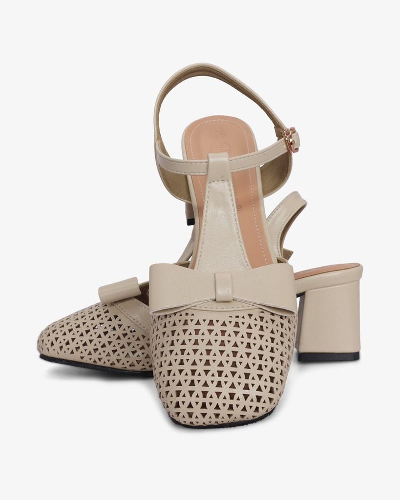 Giày Sandal Hạnh Dung Bít Mũi T Đục Lỗ Khóa Nơ HD1179AV