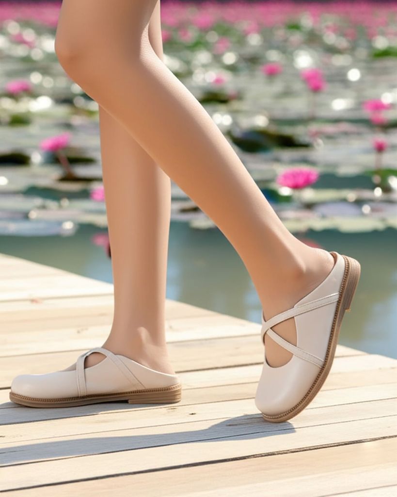 Dép Bít Mũi Hạnh Dung Hai Quai Chéo Mảnh HD1192AV