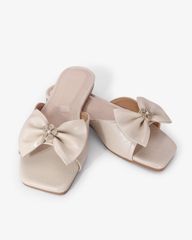 Dép Xẹp Hạnh Dung Bản Nơ Khóa Hoa HD12295AM