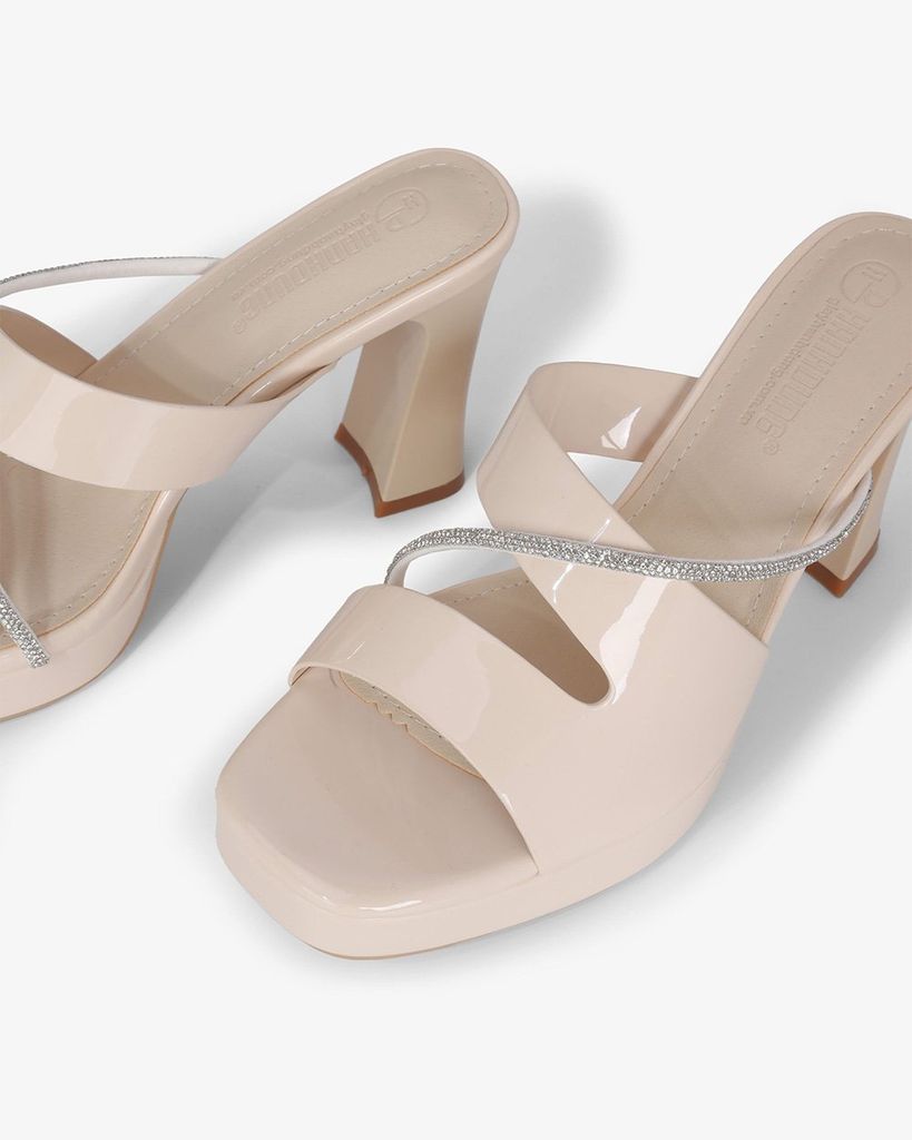 Dép Cao Gót Hạnh Dung Quai Khoét Dây Xoàn HD27281BI