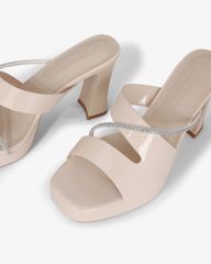 Dép Cao Gót Hạnh Dung Quai Khoét Dây Xoàn HD27281BI