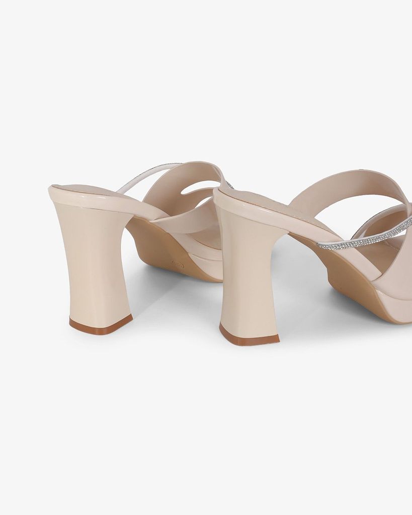 Dép Cao Gót Hạnh Dung Quai Khoét Dây Xoàn HD27281BI