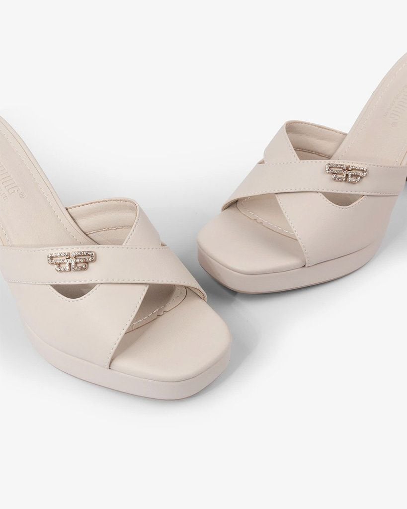 Dép Cao Gót Hạnh Dung Quai Chéo Khoét HD27282BI