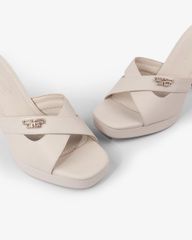 Dép Cao Gót Hạnh Dung Quai Chéo Khoét HD27282BI