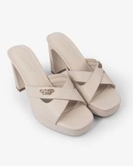 Dép Cao Gót Hạnh Dung Quai Chéo Khoét HD27282BI