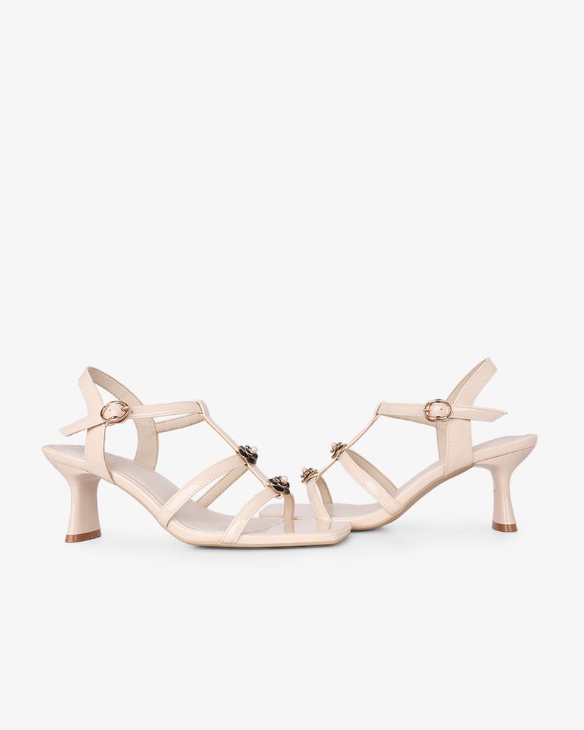 Giày Sandal Hạnh Dung Ba Quai Mảnh Khóa Hoa HD27328BI