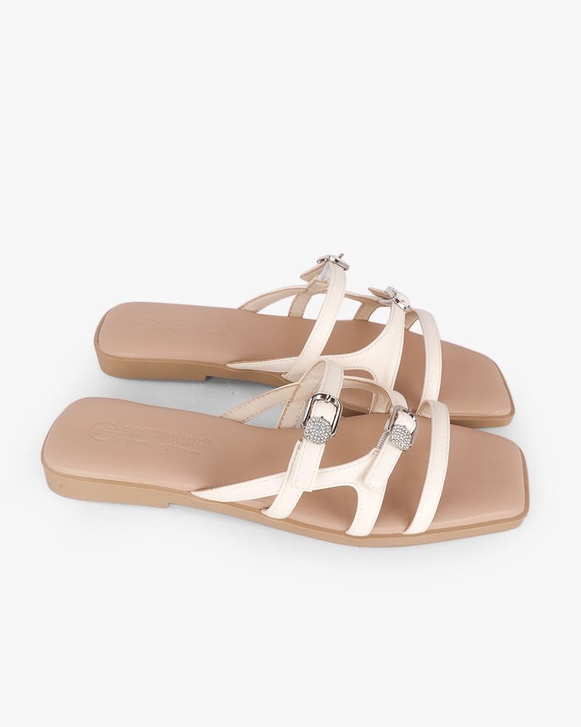 Dép Xẹp Hạnh Dung Ba Quai Mảnh Khóa Xoàn HD27330BI