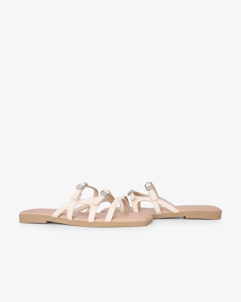 Dép Xẹp Hạnh Dung Ba Quai Mảnh Khóa Xoàn HD27330BI