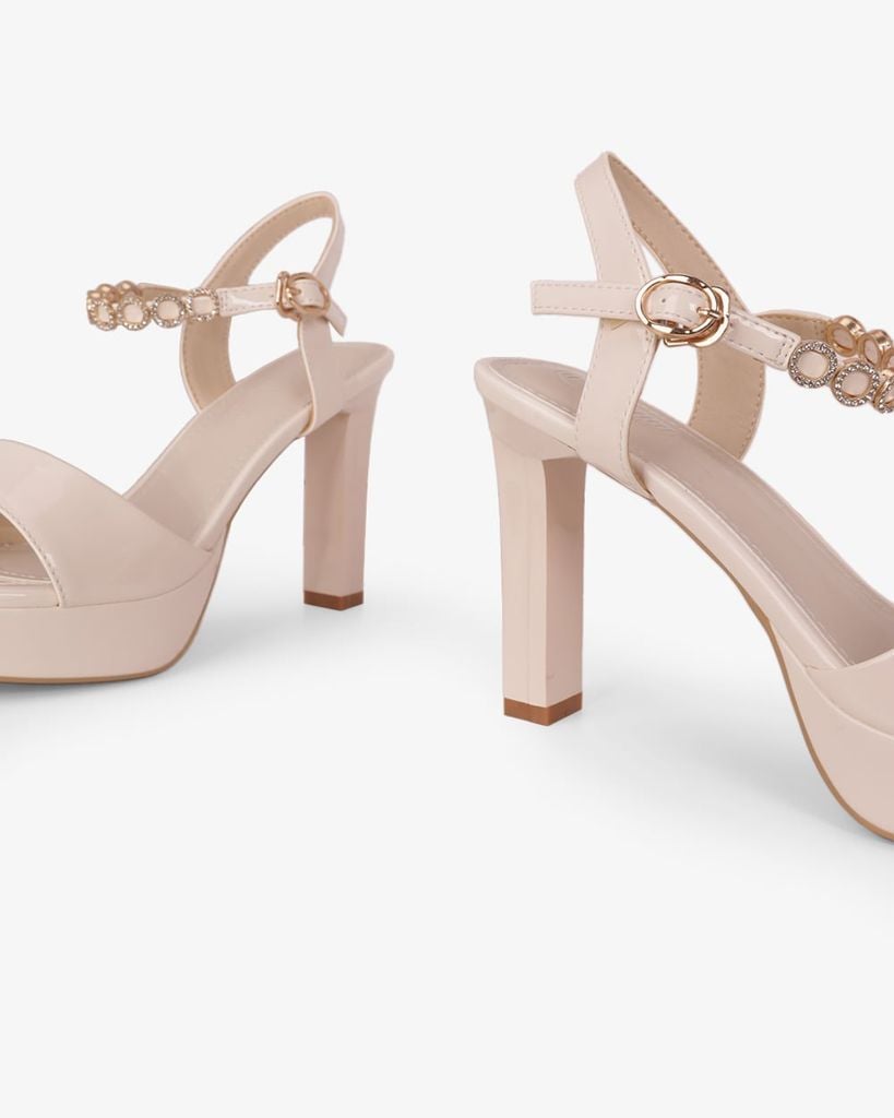 Sandal Hạnh Dung Cao Gót Quai Cổ Chân Đính Khoen HD27331BI