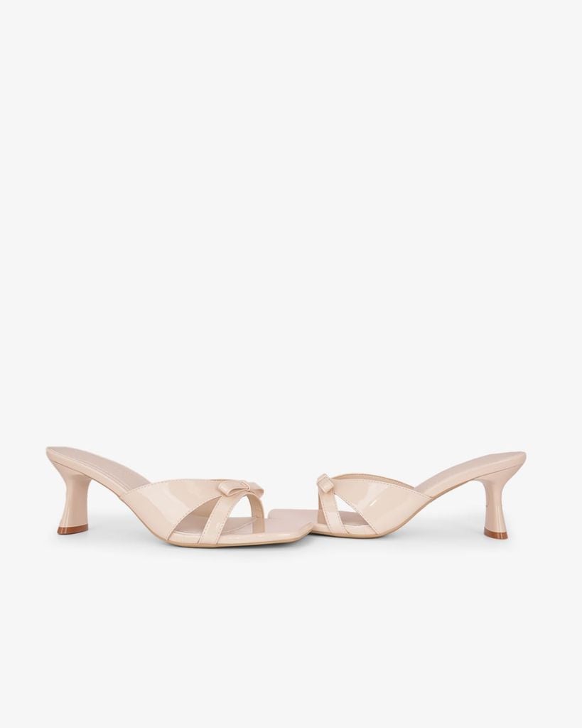 Dép Cao Gót Hạnh Dung Quai Ngang Quấn Nơ HD27332BI