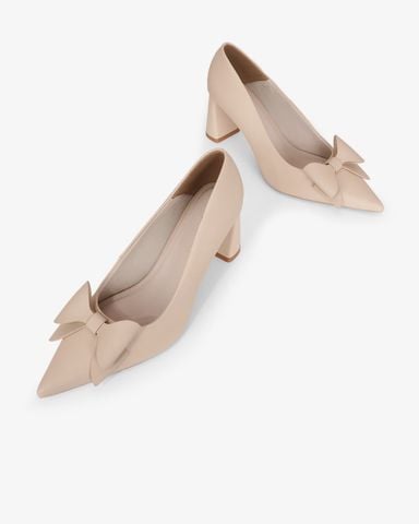 Giày Cao Gót Hạnh Dung Mũi Nhọn Khóa Nơ HD27333BI