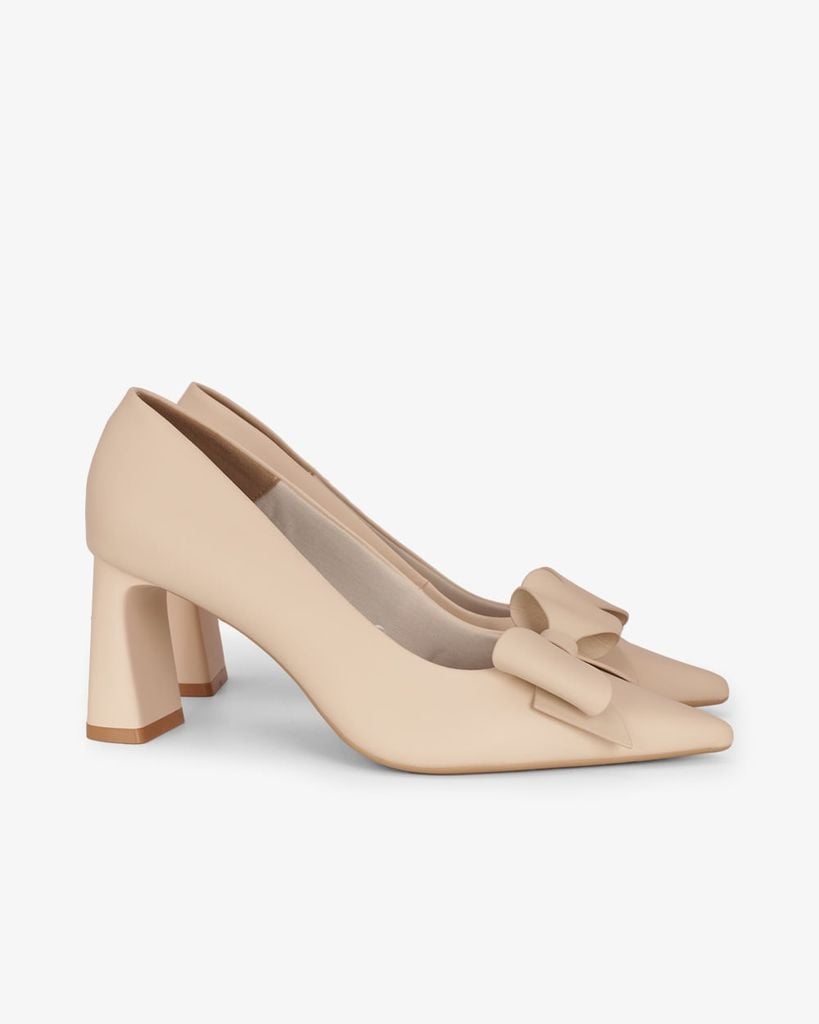 Giày Cao Gót Hạnh Dung Mũi Nhọn Khóa Nơ HD27333BI