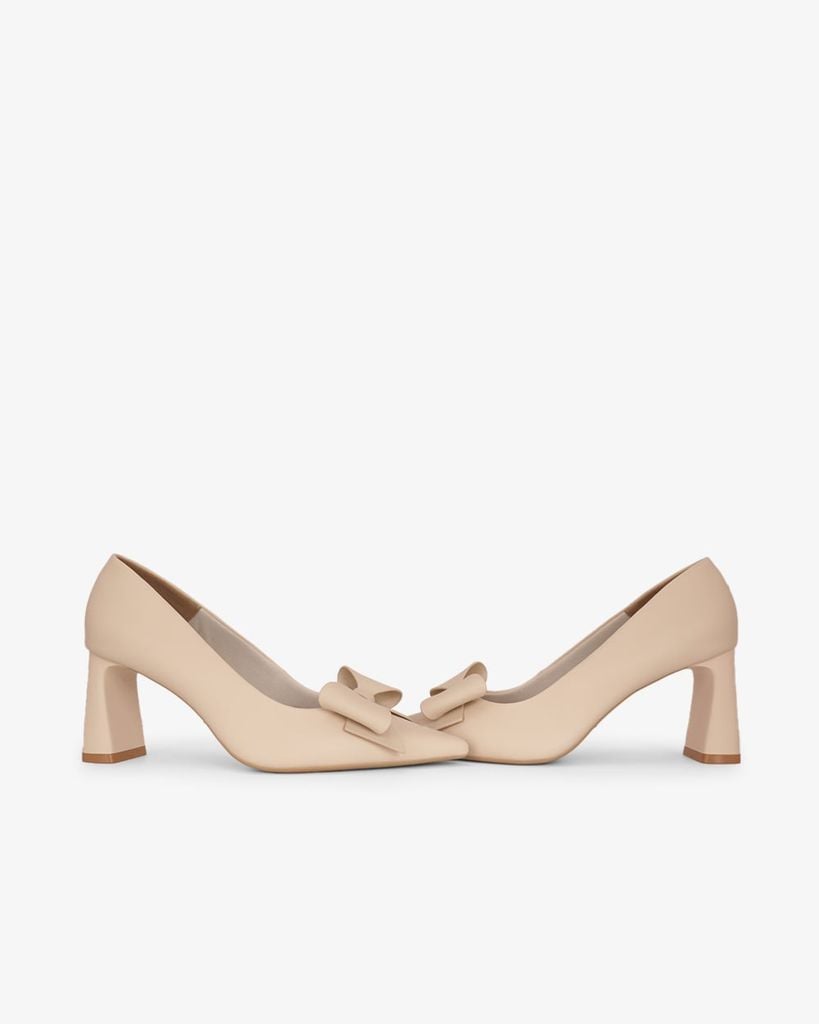 Giày Cao Gót Hạnh Dung Mũi Nhọn Khóa Nơ HD27333BI