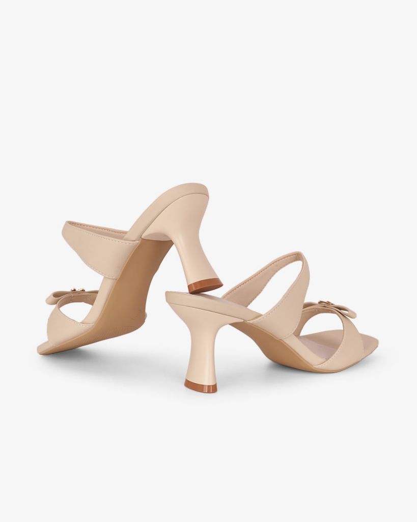 Dép Cao Gót Hạnh Dung Quai Đôi Khóa Nơ HD27334BI