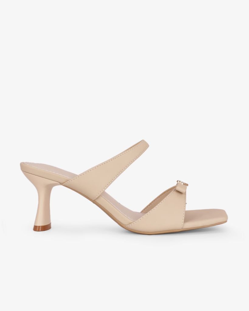 Dép Cao Gót Hạnh Dung Quai Đôi Khóa Nơ HD27334BI