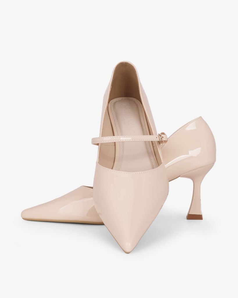 Giày Cao Gót Hạnh Dung Mũi Nhọn Vạt Bầu HD27335BI