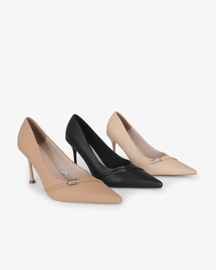 Giày Cao Gót Hạnh Dung Quai Chéo Khóa HD27336BI