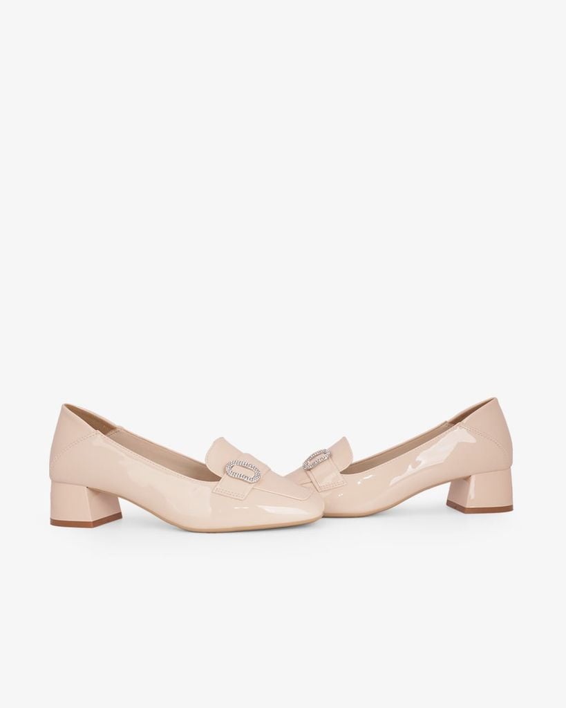 Giày Cao Gót Hạnh Dung Yếm Khóa Tròn HD27339BI