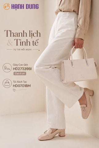 Giày Cao Gót Hạnh Dung Yếm Khóa Tròn HD27339BI