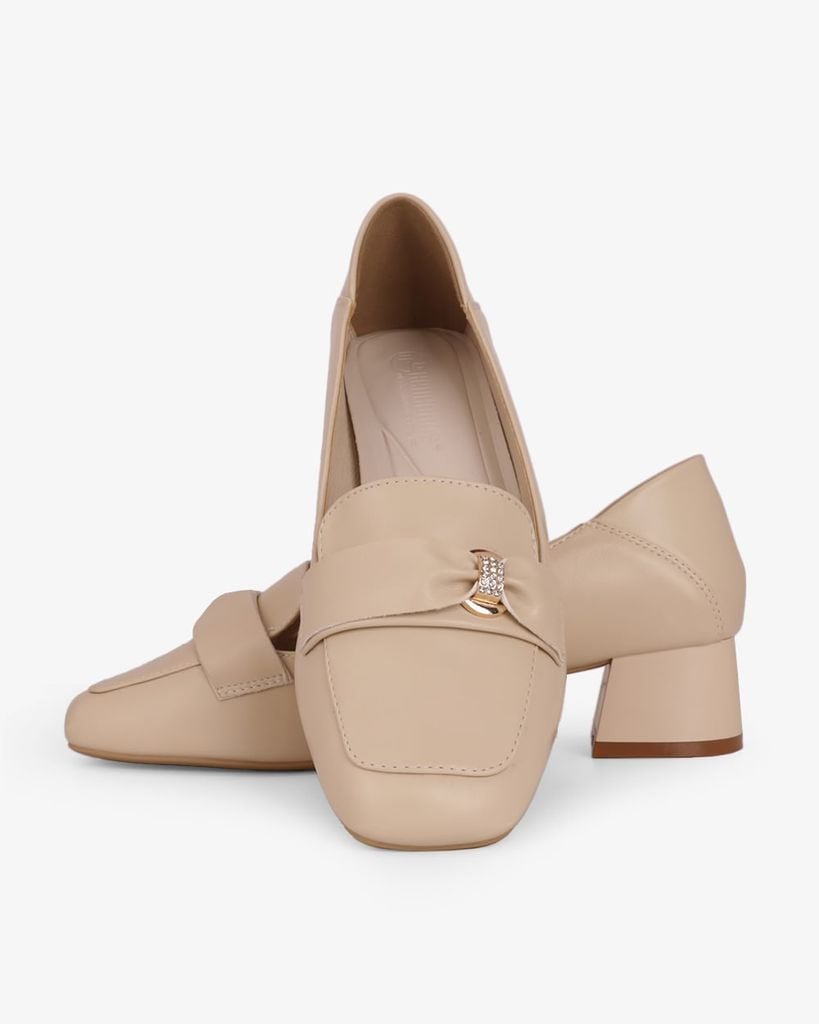 Giày Cao Gót Hạnh Dung Yếm Khóa Nơ HD27340BI